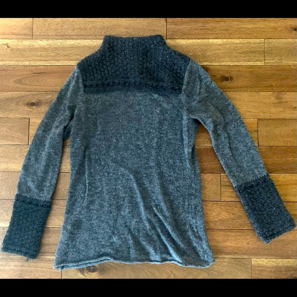 Tory Burch Alpaca, Wool Mock Neck / Cuff Sleeve Boucle Sweater, Size Small
